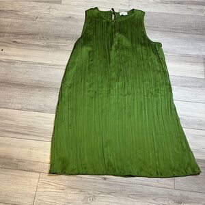LOFT Women’s XXL Green Pleated Midi Dress Elegant Flowy Chic Festive Cocktail